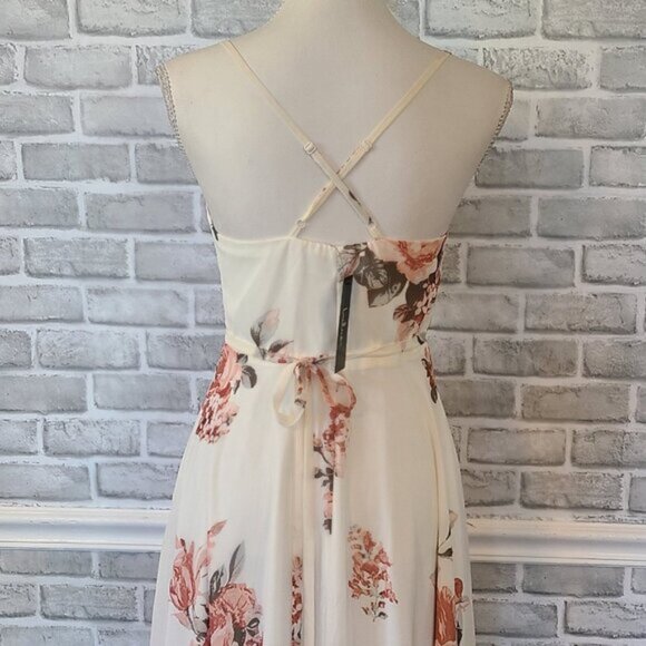 Lulus Floral Wrap Maxi Dress Elegant Wedding Guest Prom NEW XS Cottagecore - Picture 8 of 11